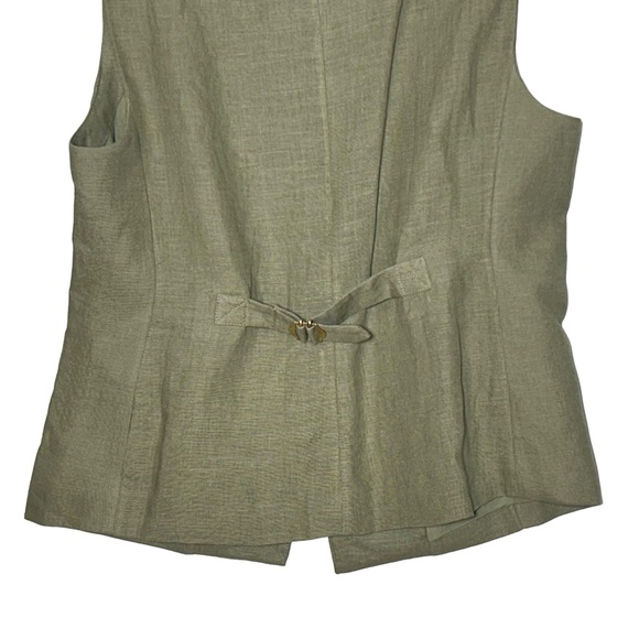 NWT J. Crew Linen Cutaway Vest Top in Green, C1544, Size M (10) - Picture 7 of 12